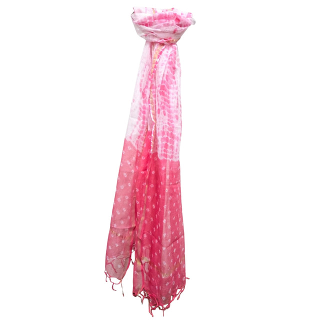 Pink Bandhani and Leheriya Dupatta