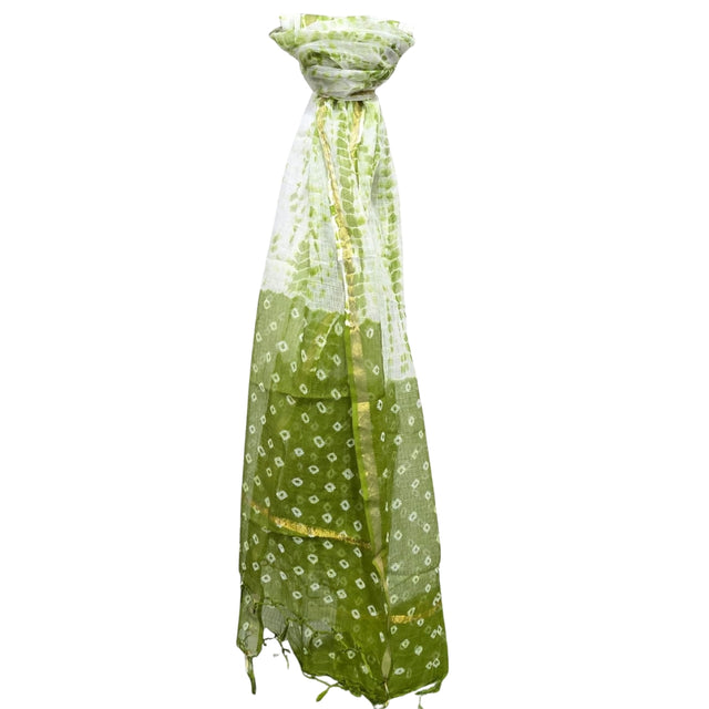 Olive Green Bandhani and Leheriya Dupatta