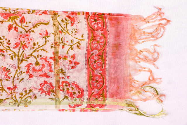 Carmine Pink and Off-white Unstitched Suit set