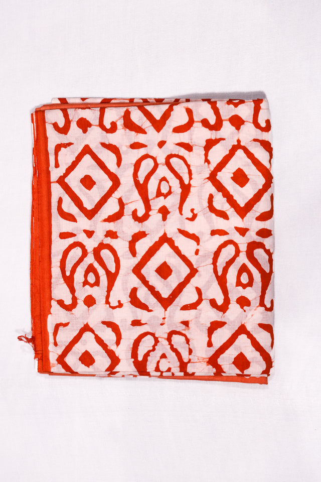 Rust Red Batik Unstitched Suit set