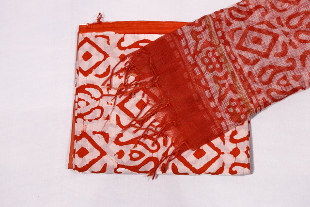 Rust Red Batik Unstitched Suit set