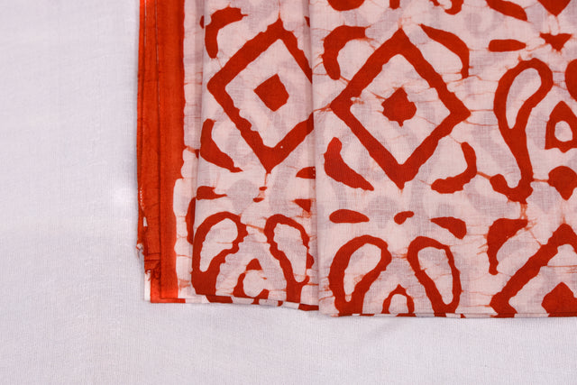 Rust Red Batik Unstitched Suit set