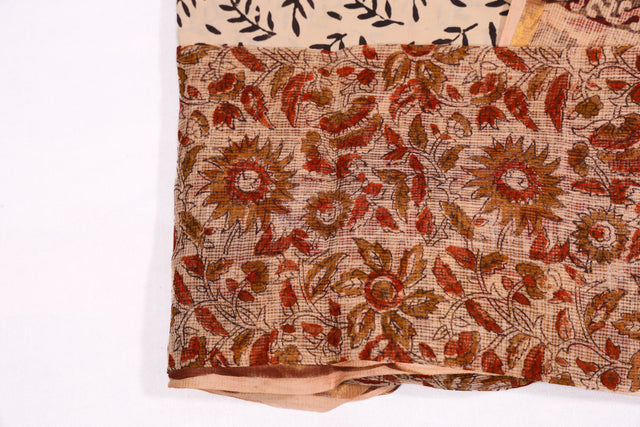 Deep saffron and white Unstitched Suit set