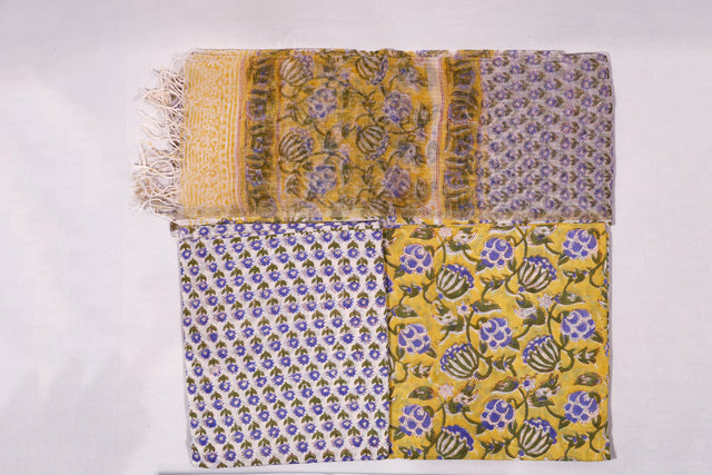Yellow and Blue Unstitched Suit set