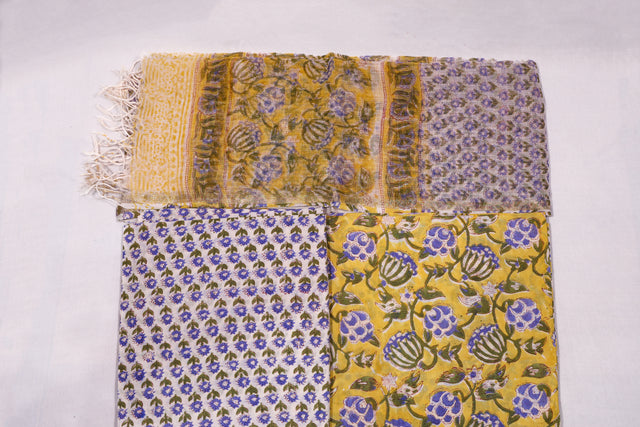 Yellow and Blue Unstitched Suit set