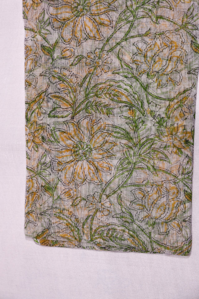 Kashmir blue and yellow Unstitched Suit set