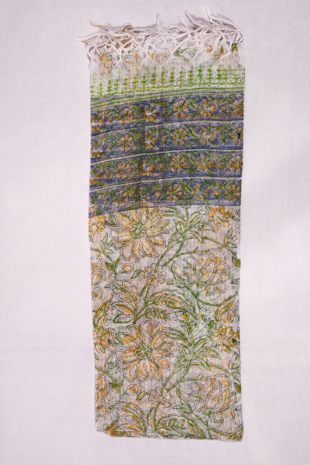 Kashmir blue and yellow Unstitched Suit set