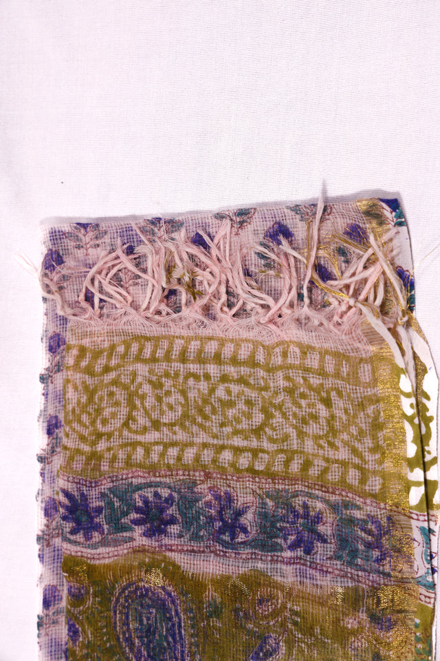 Olive green and blue Unstitched Suit set