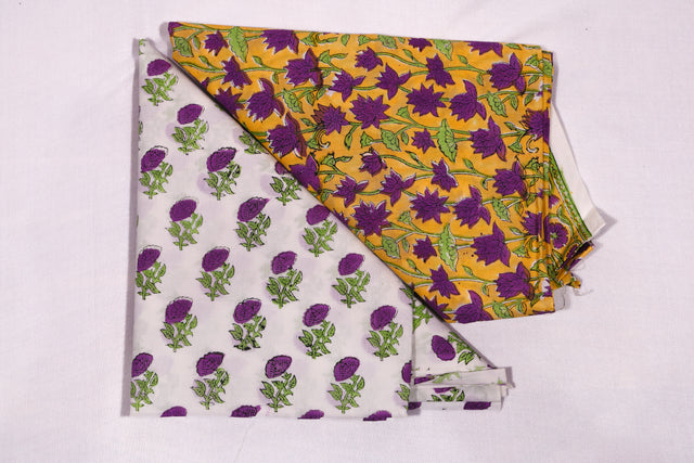 Golden yellow and purple Unstitched Suit set