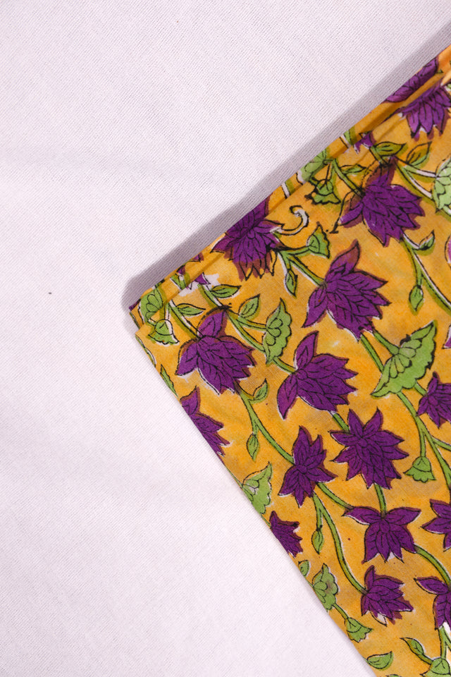 Golden yellow and purple Unstitched Suit set