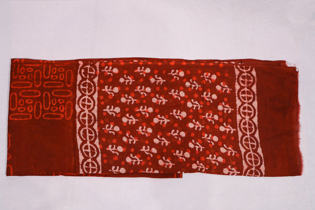 Chestnut Red Batik Mulmul Dupatta