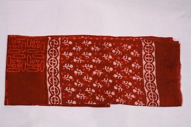 Chestnut Red Batik Mulmul Dupatta