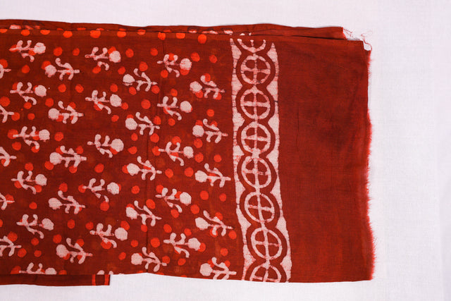 Chestnut Red Batik Mulmul Dupatta