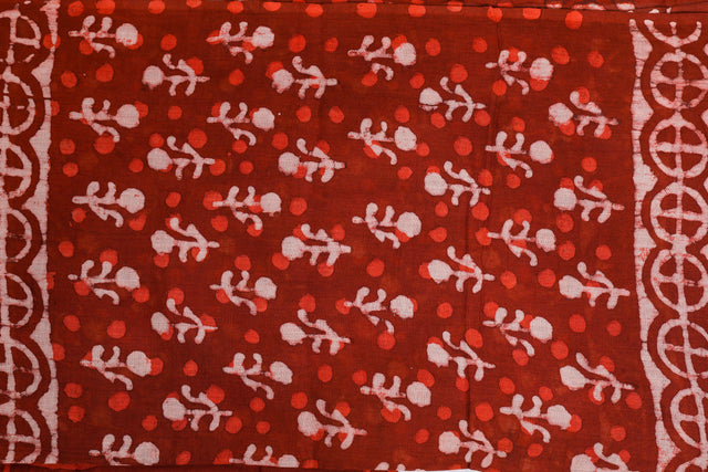 Chestnut Red Batik Mulmul Dupatta