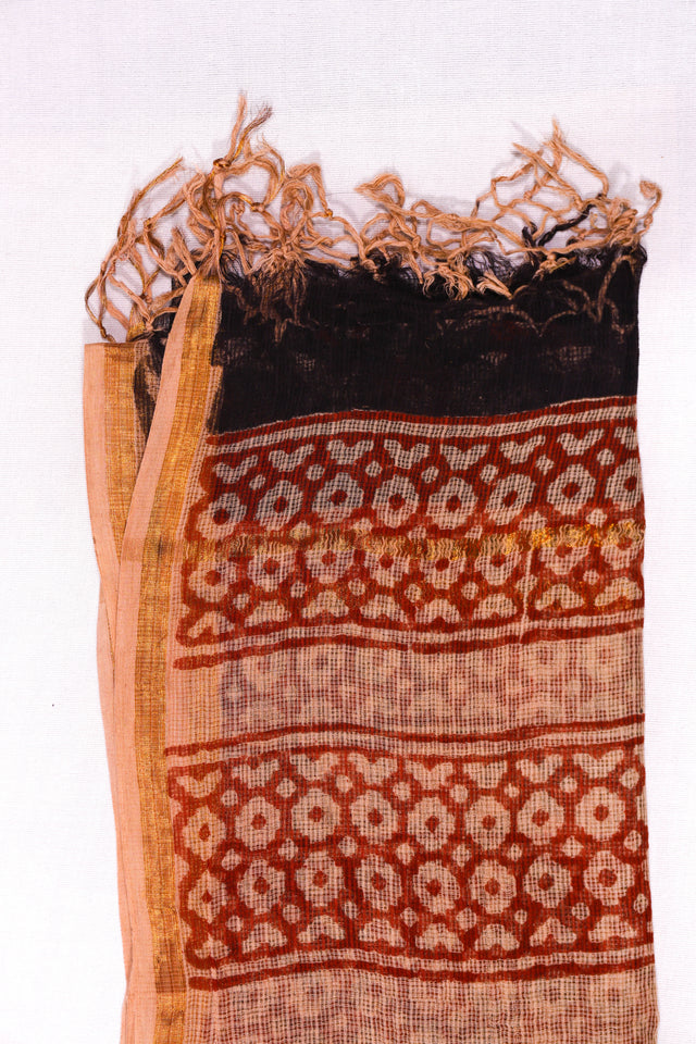Red and black floral Kota Doria Dupatta