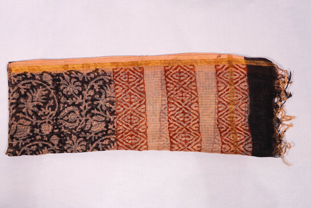 Red and black floral Kota Doria Dupatta
