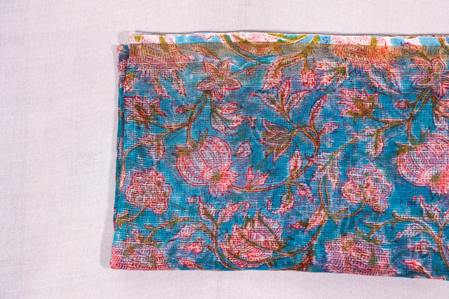 Persian Blue floral Kota Doria Dupatta