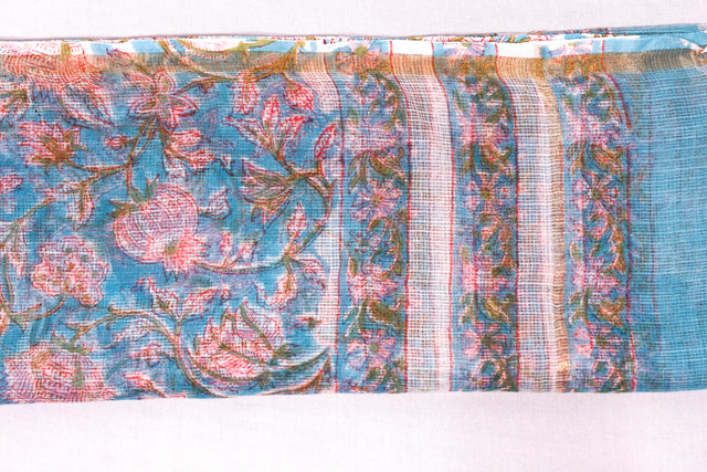 Persian Blue floral Kota Doria Dupatta