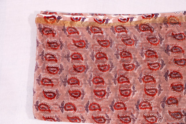 Pink rose floral Kota Doria Dupatta