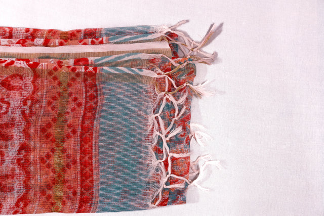 Slate Blue and red floral Kota Doria Dupatta