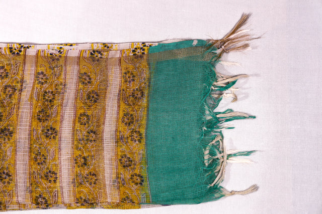 Yellow and Teal Kota Doria Dupatta