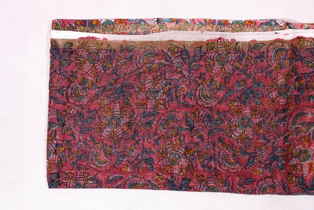 Rose pink floral Kota Doria Dupatta