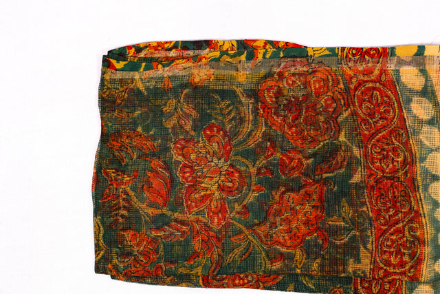 Jungle green and red Kota Doria Dupatta