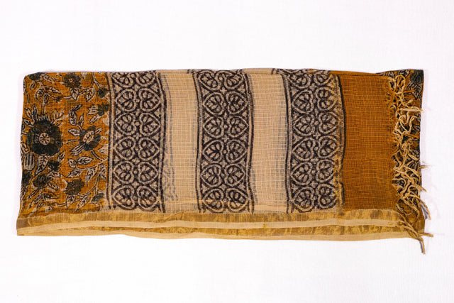 Auburn yellow Kota Doria Dupatta