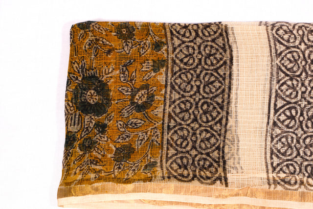 Auburn yellow Kota Doria Dupatta