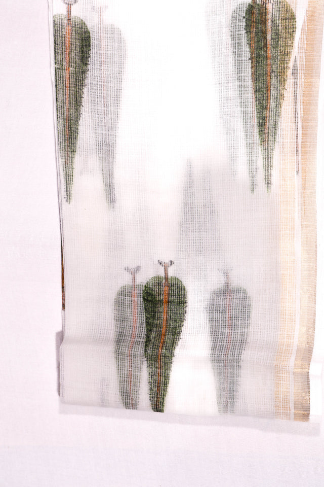 White Mughal print Kota Doria Dupatta