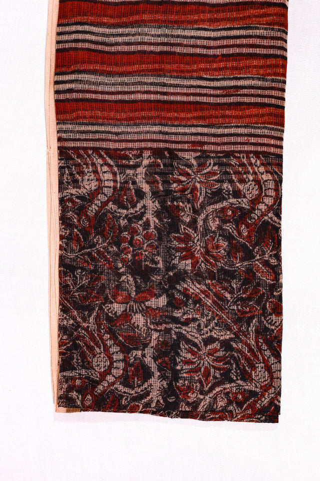 Black and Red floral Kota Doria Dupatta
