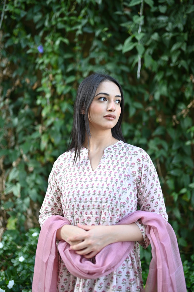 Pink Cotton Kurta for Ladies