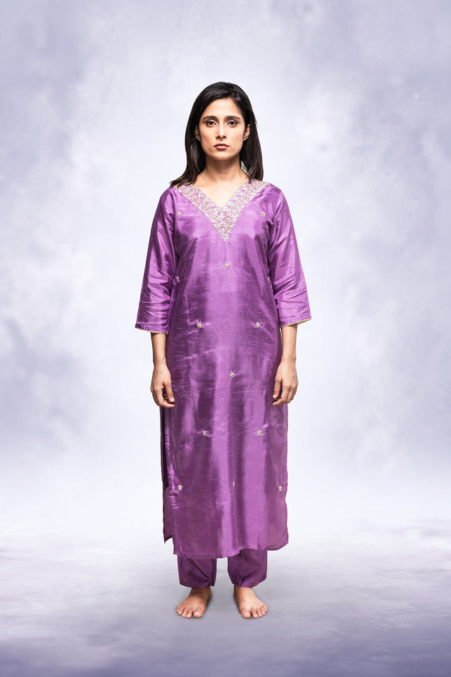 Lila embroidered suit set