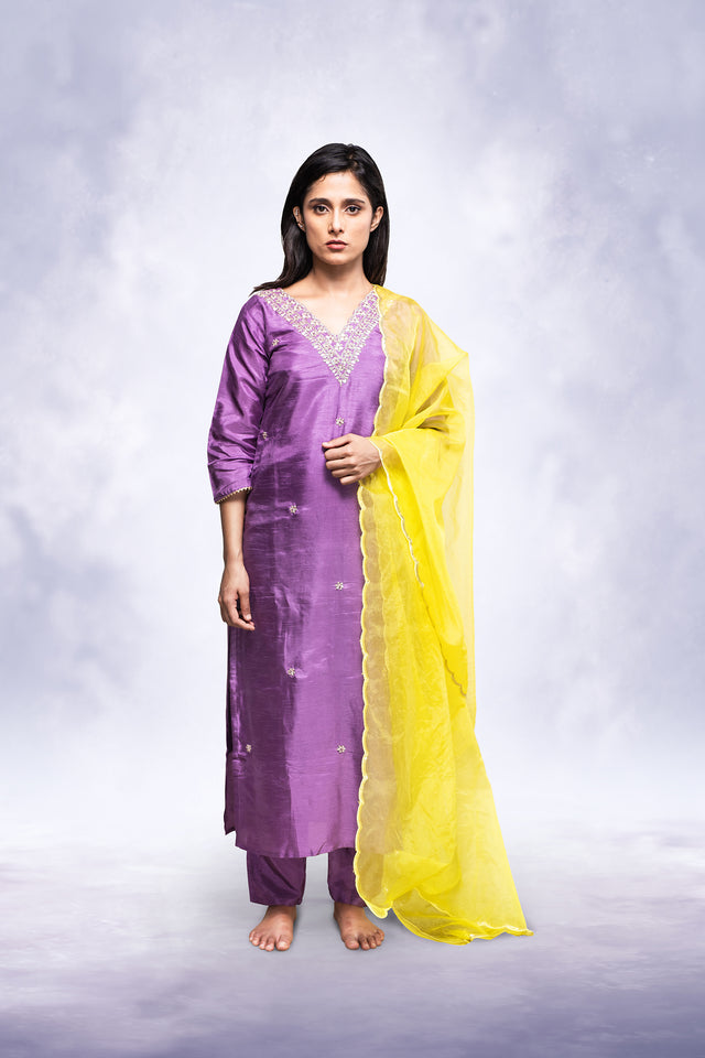 Lila embroidered suit set