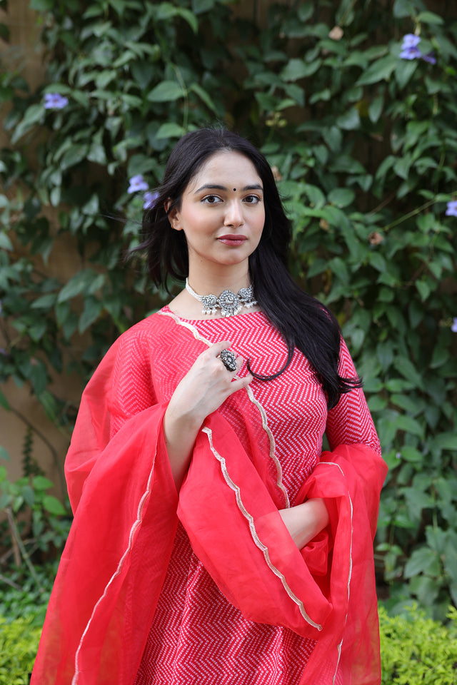 Laal Bandhej anarkali set