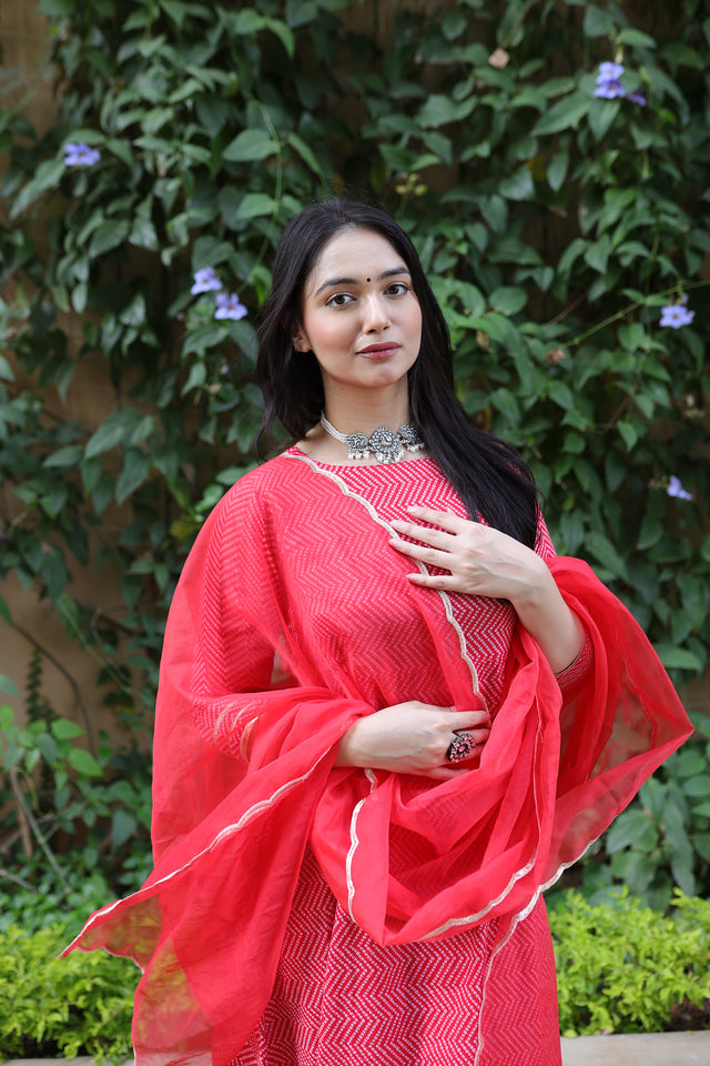 Laal Bandhej anarkali set