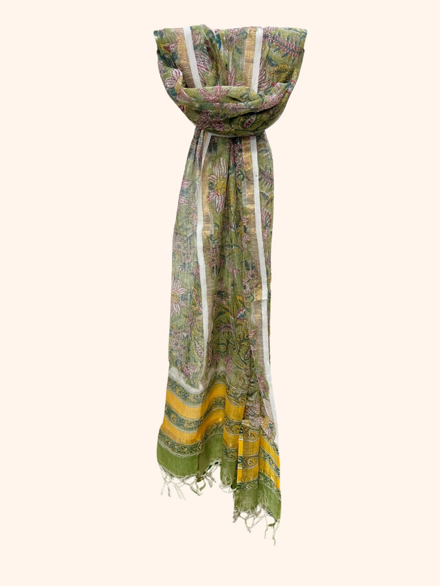 Green Yellow Kota Doria Dupatta