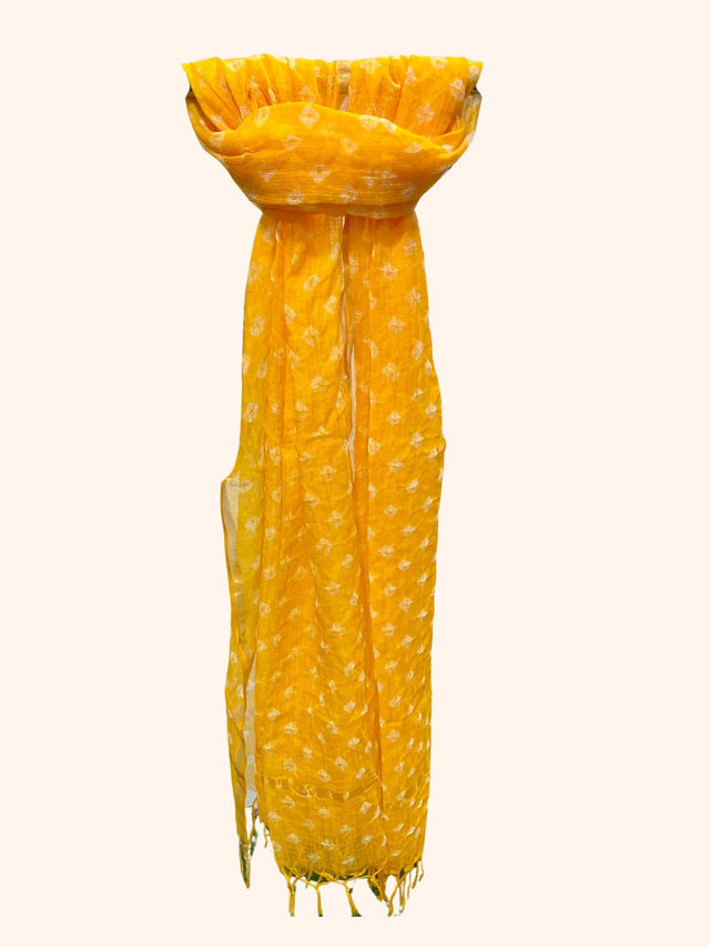 Yellow Bandhej Kota Doria Dupatta