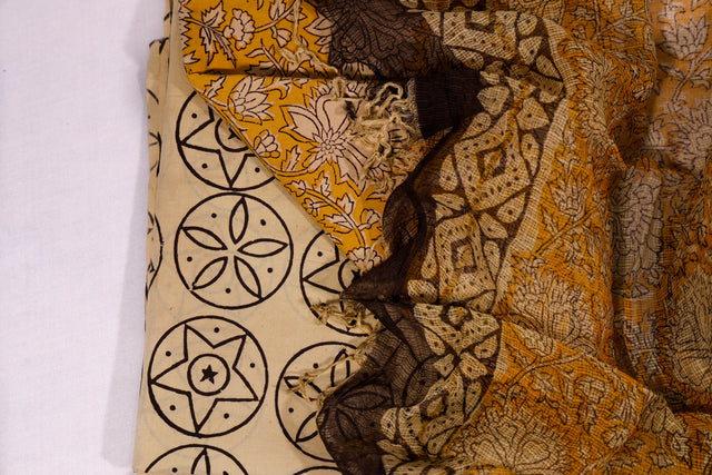 Fuel Yellow and Brown Unstitched Suit set