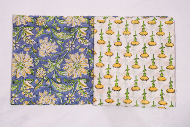 Kashmir blue and yellow Unstitched Suit set