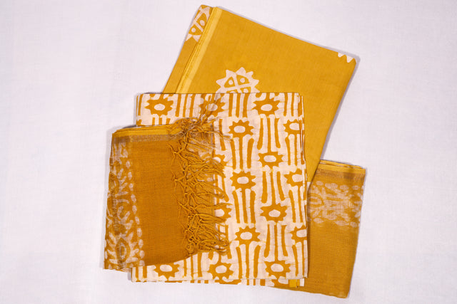 Mustard Yellow Batik Unstitched Suit set