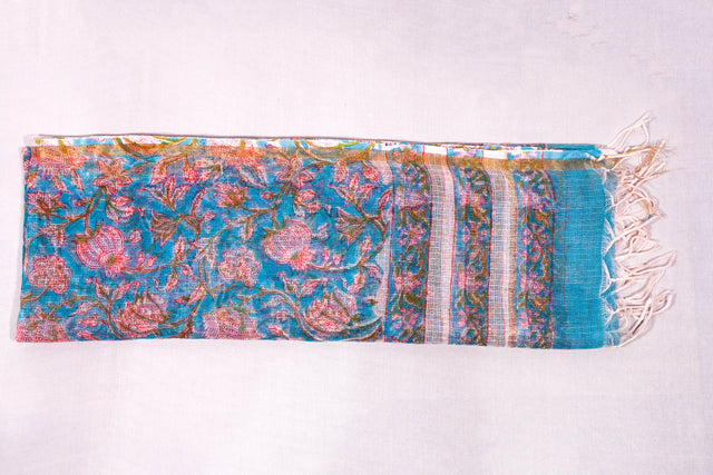 Persian Blue floral Kota Doria Dupatta