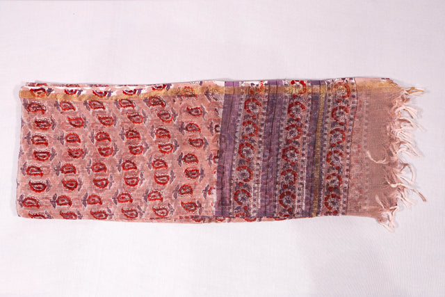 Pink rose floral Kota Doria Dupatta