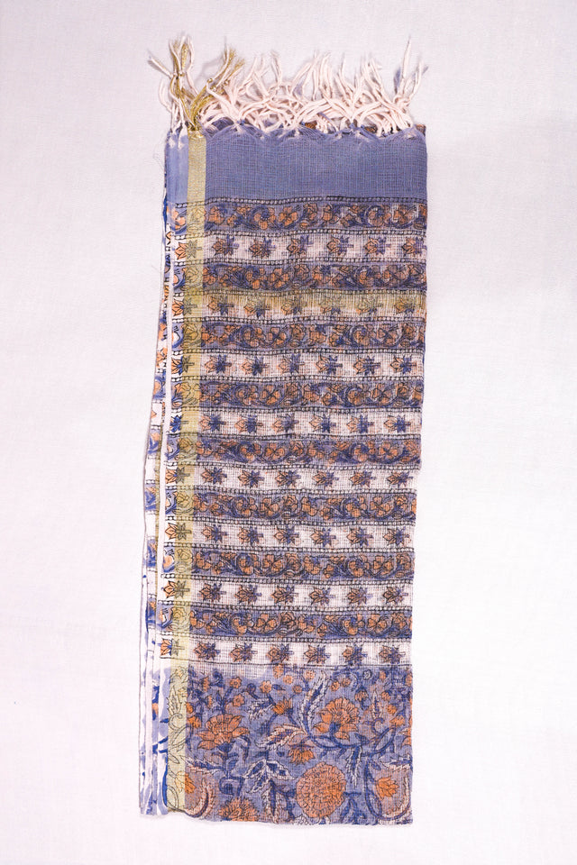 Pale Blue and Mustard Kota Doria Dupatta