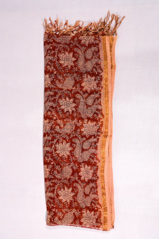Red and Clay Floral Kota Doria Dupatta