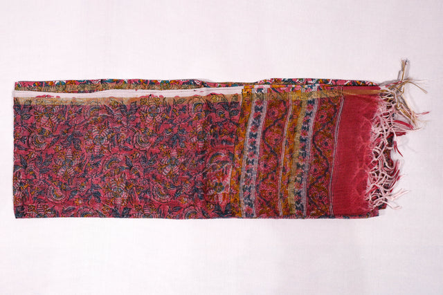 Rose pink floral Kota Doria Dupatta