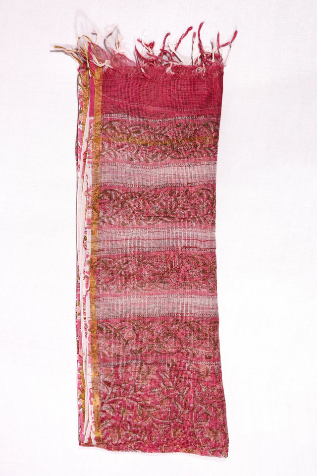 Hibiscus Pink Floral Kota Doria Dupatta