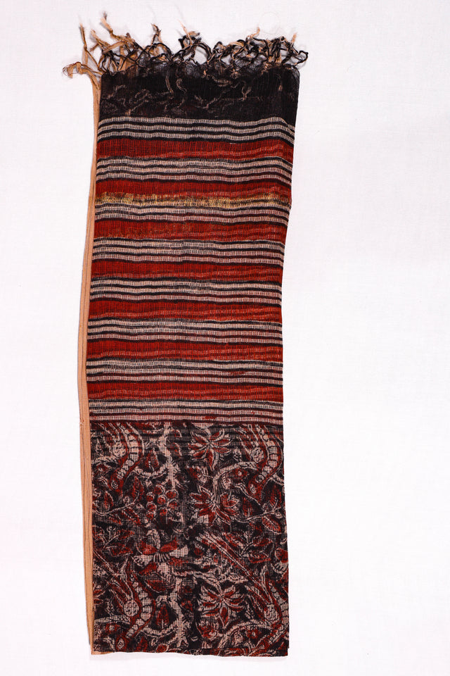 Black and Red floral Kota Doria Dupatta