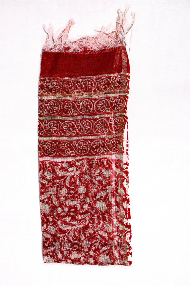 Wine Red Floral Kota Doria Dupatta