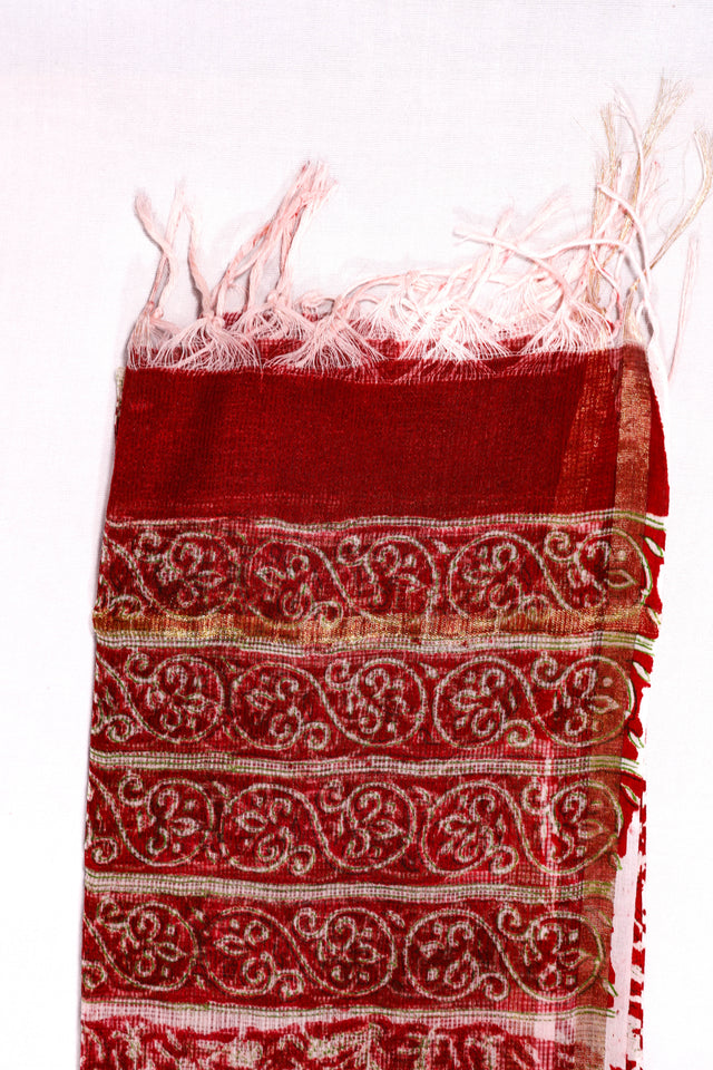 Wine Red Floral Kota Doria Dupatta